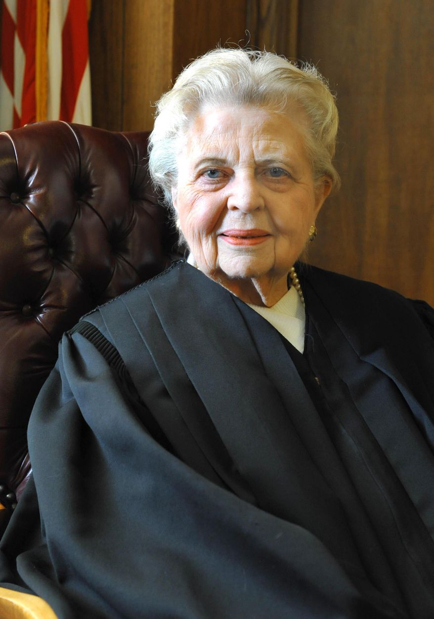 This photo taken Feb. 5, 2016, shows Judge Mary Lou Robinson who has taken senior status after more than 35 years as a U.S. District Judge in Amarillo, Texas. It was more than 80 years ago, but Robinson still remembers one of the events that set her on a path to becoming a lawyer. (Michael Schumacher/The Amarillo Globe News via AP)