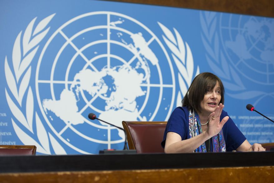 Marie-Paule Kieny, Assistant Director-General, Health Systems and Innovation, of World Health Organization, WHO, speaks during a press conference at the European headquarters of the United Nations, in Geneva, Switzerland, on Friday, Feb. 12, 2016. The World Health Organization says possible Zika vaccines are at least 18 months away from large-scale trials. WHO assistant director-general for health systems and innovation Marie-Paule Kieny says the U.N. health agency's response is "proceeding very quickly" and 15 companies or groups have been identified as possible participants in the hunt for vaccines. (Martial Trezzini/Keystone via AP)