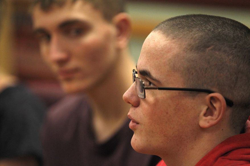 ADVANCE FOR SATURDAY, FEB. 20 - Student Jacob Hall talks about the After School app Jan. 25 at Minico High School in Rupert, Idaho. The app, which gives teens a platform to post anonymous messages tied to their schools, has singled out students, angered parents and raised suicide concerns in south-central Idaho. "It’s a stupid and pointless way to bash on other people," Hall says. (Drew Nash/The Times-News via AP)
