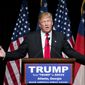 Republican presidential candidate Donald Trump speaks at a campaign event Sunday, Feb. 21, 2016, in Atlanta. (AP Photo/David Goldman)