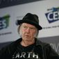 In this Jan. 7, 2015 file photo, musician Neil Young speaks in Las Vegas. (AP Photo/John Locher, File)