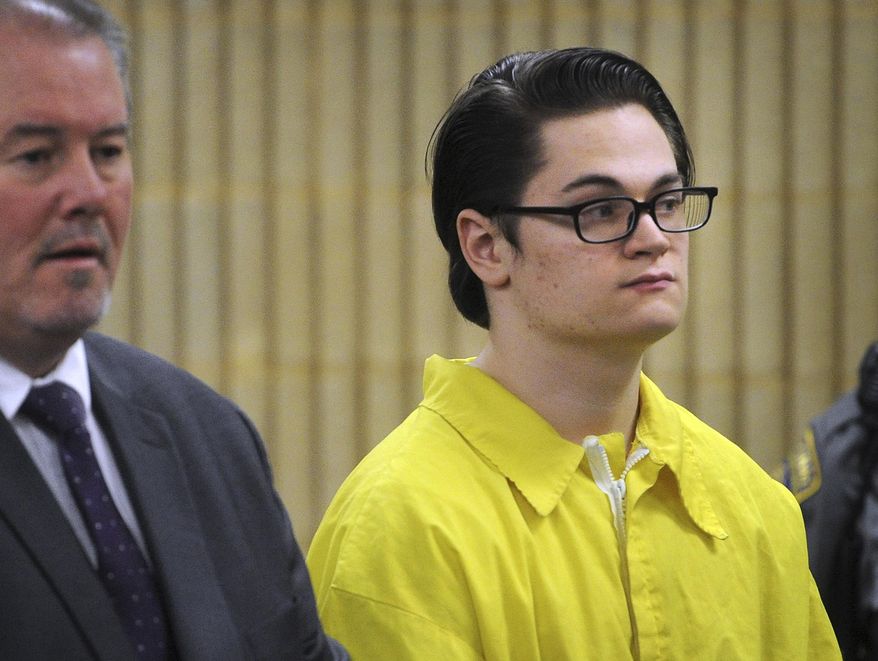 FILE - In this Jan. 28, 2016, file photo, Christopher Plaskon stands during a hearing in Superior Court in Milford, Conn. Plaskon is charged with murdering classmate Maren Sanchez, 16, in a stairwell at Milford's Jonathan Law High School on the day of the junior prom on April 25, 2014. Attorneys said at a hearing Tuesday, Feb. 23, 2016, that a possible plea agreement had not been reached to resolve the case against 18-year-old Christopher Plaskon. (Brian A. Pounds/Hearst Connecticut Media via AP, Pool, File)