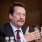 In this Nov. 17, 2015, file photo, Dr. Robert Califf, President Obama&#39;s then-nominee to lead the Food and Drug Administration (FDA), testifies on Capitol Hill in Washington. The Senate confirmed Califf to be commissioner of the FDA. (AP Photo/Pablo Martinez Monsivais, File)