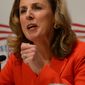 Katie McGinty, a candidate for the Democratic Party&#39;s nomination for U.S. Senate in Pennsylvania, speaks at the Keystone Progress Summit, Friday, Feb. 19, 2016, in Harrisburg, Pa. McGinty, a former top-level environmental official to President Bill Clinton and Gov. Ed Rendell, also served as chief of staff to Gov. Tom Wolf after running unsuccessfully for governor in 2014. (AP Photo/Marc Levy)