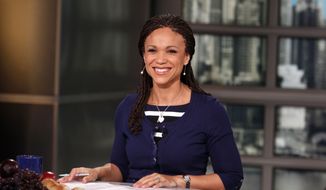 In this Feb. 18, 2012, file photo, provided by MSNBC, Melissa Harris-Perry appears on the set of her self-titled show in New York. (Heidi Gutman/MSNBC via AP, File)