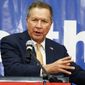 Republican presidential candidate Ohio Gov. John Kasich speaks at a Central Mississippi Republican Party fund raising dinner in Jackson, Miss., Tuesday, March 1, 2016. (AP Photo/Rogelio V. Solis)