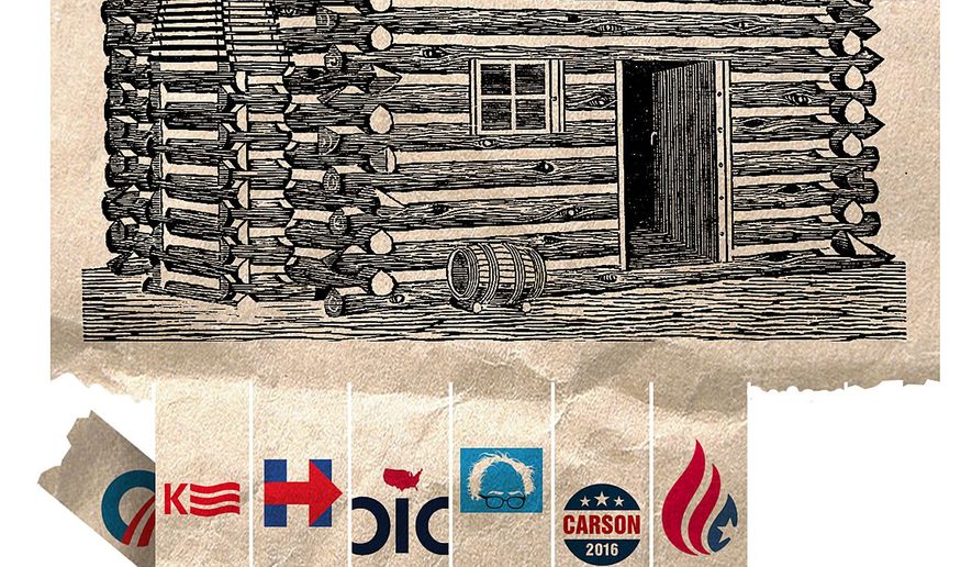 Illustrations on political pretensions to humble beginnings by Alexander Hunter/The Washington Times