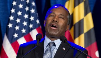 In this March 1, 2016, file photo, Ben Carson speaks during an election night party in Baltimore. (AP Photo/Jose Luis Magana, File)