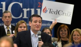 Republican presidential candidate Sen. Ted Cruz, R-Texas, speaks during a campaign rally Monday, March 7, 2016, in Grand Rapids, Mich. (AP Photo/Joe Raymond)