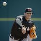 Miami Marlins starting pitcher Jose Fernandez throws in the first inning of a spring training baseball game against the Washington Nationals, Monday, March 7, 2016, in Viera, Fla. (AP Photo/John Raoux)