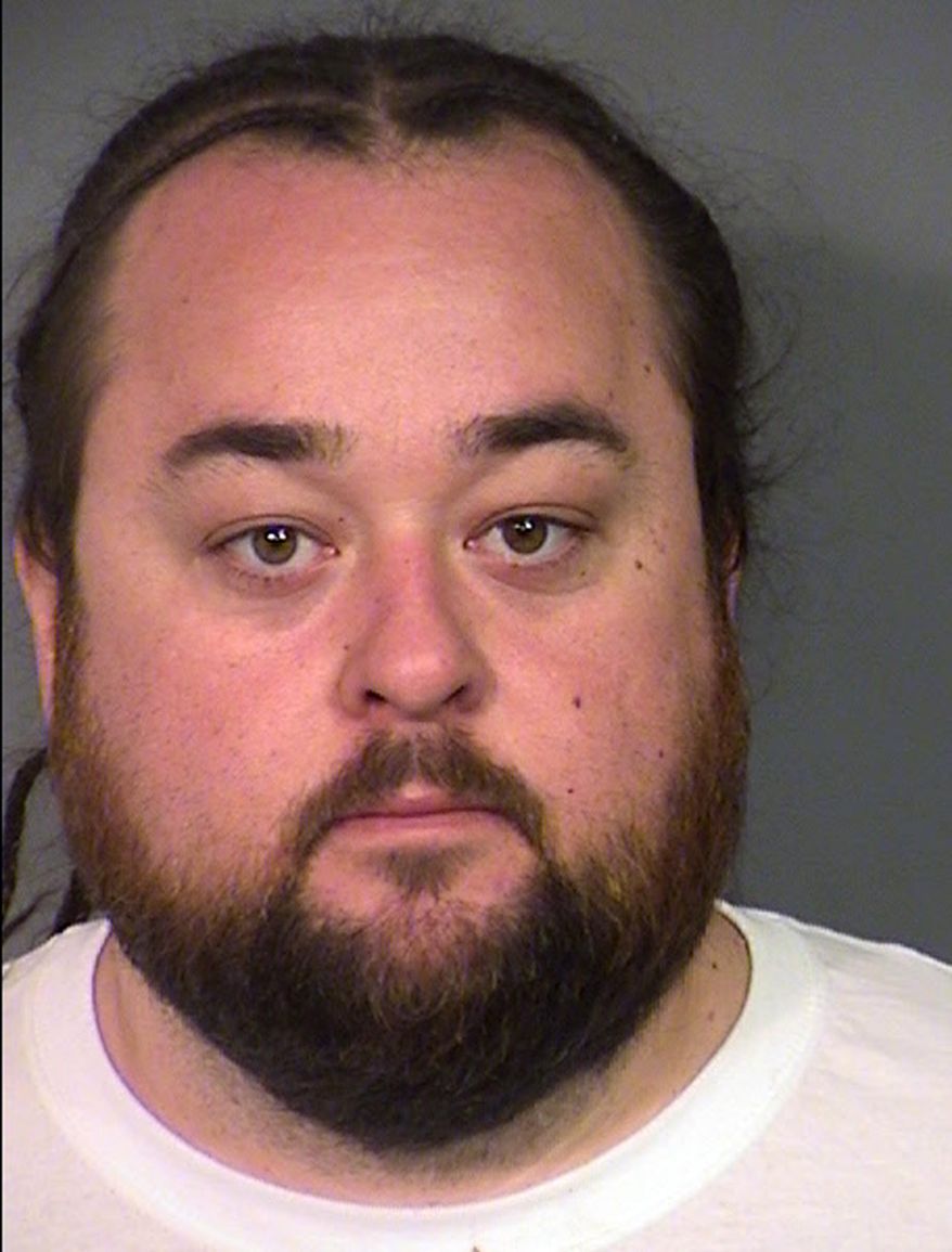 This Clark County Detention Center photo, provided by the Las Vegas Metropolitan Police Department, shows Austin Lee Russell, 33, of Las Vegas, on Wednesday, March 9, 2016. Russell is known as Chumlee to viewers of the reality cable TV show "Pawn Stars." (Las Vegas Metropolitan Police Department via AP) MANDATORY CREDIT