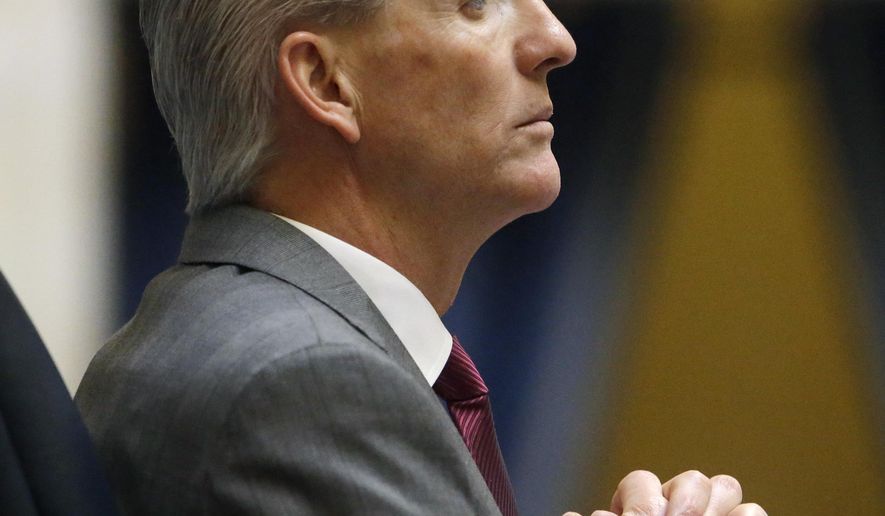 Senate President Wayne Niederhauser, R-Sandy, looks on during debate on the Senate floor, Wednesday, March 9, 2016, in Salt Lake City. Utah lawmakers are polishing off a $14.7 billion budget that would pay for more than 9,700 new students expected in public schools next year and a bare-bones Medicaid plan that covers homeless adults. (AP Photo/Rick Bowmer)