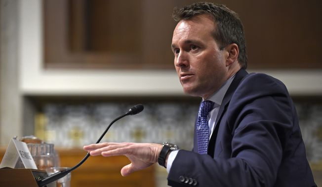 In this Jan. 21, 2016 file photo, Eric Fanning testifies on Capitol Hill in Washington before the Senate Armed Services Committee. The committee has confirmed Fanning, the first openly gay leader of a U.S. military service. By voice vote Thursday, March 10, 2016, committee members approved the nomination of Fanning to be Army secretary. (AP Photo/Susan Walsh, File)