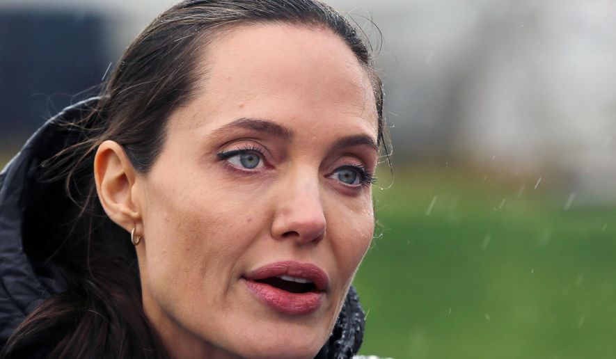 U.S. actress Angelina Jolie, Special Envoy of the United Nations High Commissioner for Refugees, speaks during a press conference at a Syrian refugee camp, in the eastern city of Zahleh, Lebanon, Tuesday, March 15, 2016. (AP Photo/Bilal Hussein)