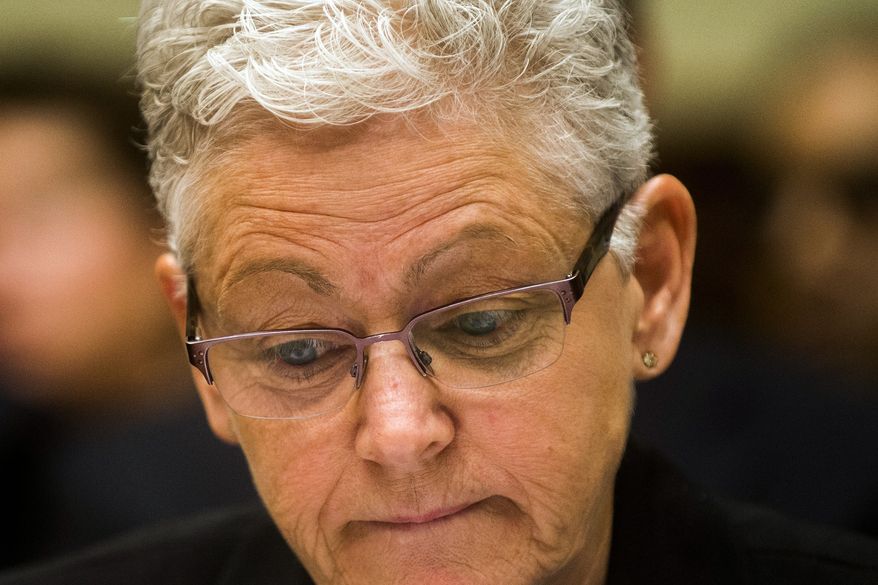 Environmental Protection Agency Administrator Gina McCarthy listens during a hearing about the Flint water crisis in front of the U.S. House Committee on Government Oversight and Reform at the Rayburn House Office Building on Thursday, March 17, 2016 in Washington. Michigan Gov. Rick Snyder on Thursday blamed career bureaucrats in Washington and his own state for the Flint water-contamination crisis, while the head of the federal Environmental Protection Agency faulted him and other state officials. (Jake May/The Flint Journal-MLive.com via AP)