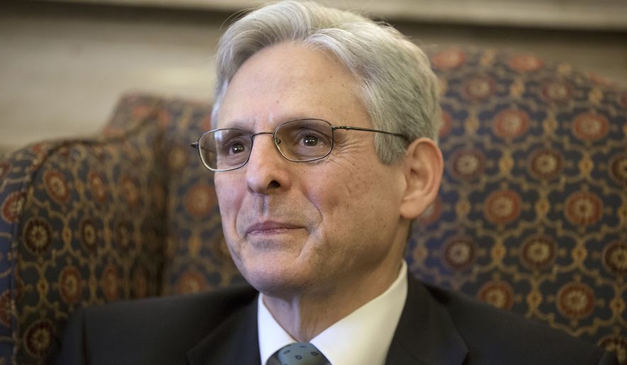 Judge Merrick Garland, President Barack Obama&amp;#8217;s choice to replace the late Justice Antonin Scalia on the Supreme Court, sits during a meeting with Sen. Patrick Leahy, D-Vt., the top Democrat on the Senate Judiciary Committee on Capitol Hill in Washington, Thursday, March 17, 2016. (AP Photo/J. Scott Applewhite)