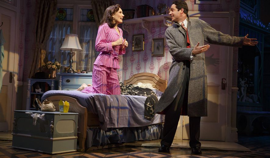 In this image released by Polk and Co., Laura Benanti, left, and Zachary Levi appear during a performance of the musical, "She Loves Me," in New York. (Joan Marcus/Polk and Co. via AP)