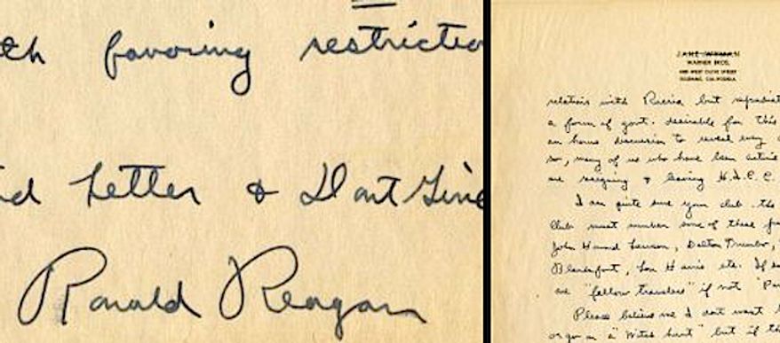An undiscovered 1946 letter handwritten by future president Ronald Reagan has been valued at $17,500 (Raab Collection)