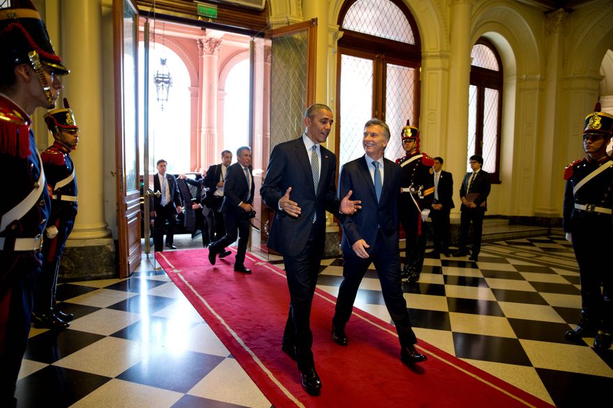 President Obama, seen with Argentine President Mauricio Macri, vowed to declassify secret military and intelligence files on the U.S. role in the coup that installed a brutal military regime in Buenos Aires 40 years ago. (Associated Press)