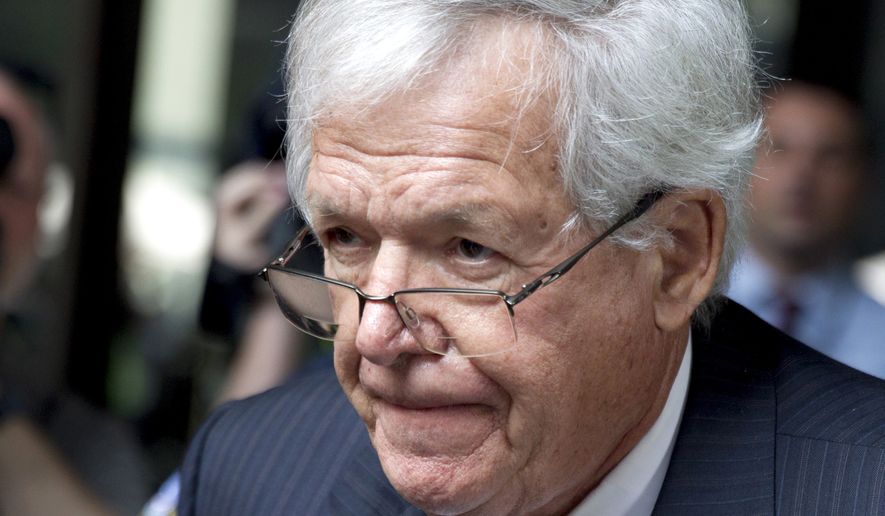 Dennis Hastert, 74, pleaded guilty in October to violating bank laws in seeking to pay $3.5 million in hush money to someone referred to in the indictment only as "Individual A." (Associated Press)