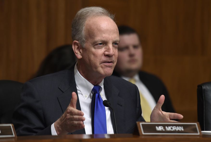 FILE - In this March 8, 2016 file photo, Sen. Jerry Moran, R-Kansas speaks on Capitol Hill in Washington. Moran's comments expressing support for Senate consideration of President Barack Obama's Supreme Court pick have angered conservatives and underscored the passion the issue stirs in both parties' activists. (AP Photo/Susan Walsh, File)
