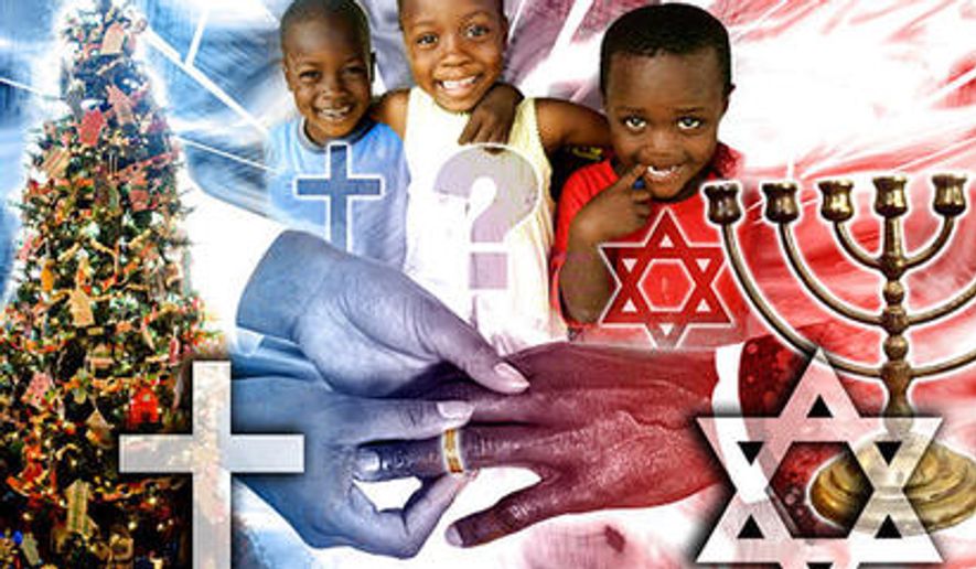 Interfaith marriage. (Photo illustration by Associated Press/Aaron Thorup)