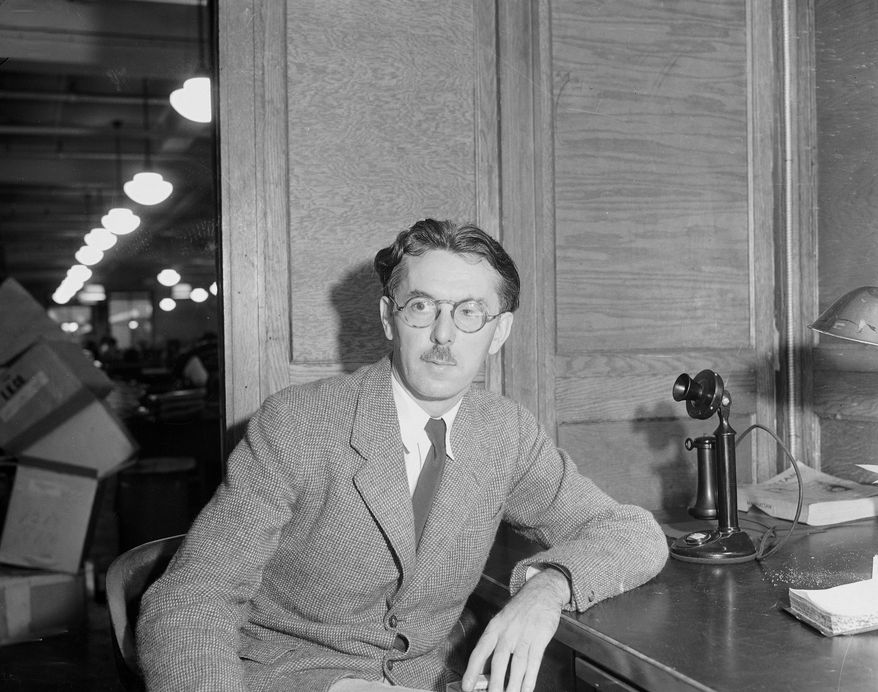 This Aug. 8, 1936 file photo shows artist James Thurber in New York. Thurber's "How Law and Order Came to Aramie," completed when he was around 18 and unpublished for more than a century, will be published in The Strand Magazine’s new issue, out Friday, April 1. (AP Photo, File)