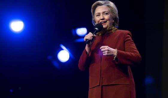 Democratic presidential candidate Hillary Clinton addresses members of the Christian Cultural Center church in the Brooklyn borough of New York, Sunday, April 3, 2016. (AP Photo/Craig Ruttle)