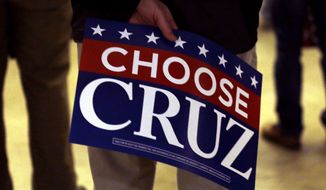 A supporter holds a sign as he waits for Republican presidential candidate, Sen. Ted Cruz&#39;s campaign stop at Waukesha County Exposition Center, Monday, April 4, 2016, in Waukesha, Wis. (AP Photo/Nam Y. Huh)
