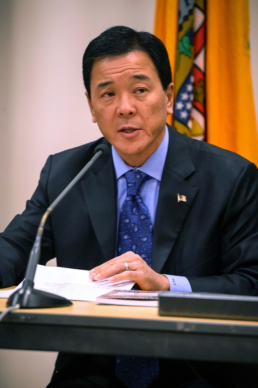 In a Wednesday, March 12, 2014 photo, Paul Tanaka, candidate for Los Angeles County Sheriff, speaks during a debate at the Van Nuys Neighborhood Council in Van Nuys, Calif. Tanaka was found guilty of corruption charges on Wednesday, April 6, 2016 by a federal jury. He was charged with obstruction of justice and conspiracy to obstruct justice. (David Crane/Los Angeles Daily News via AP)
