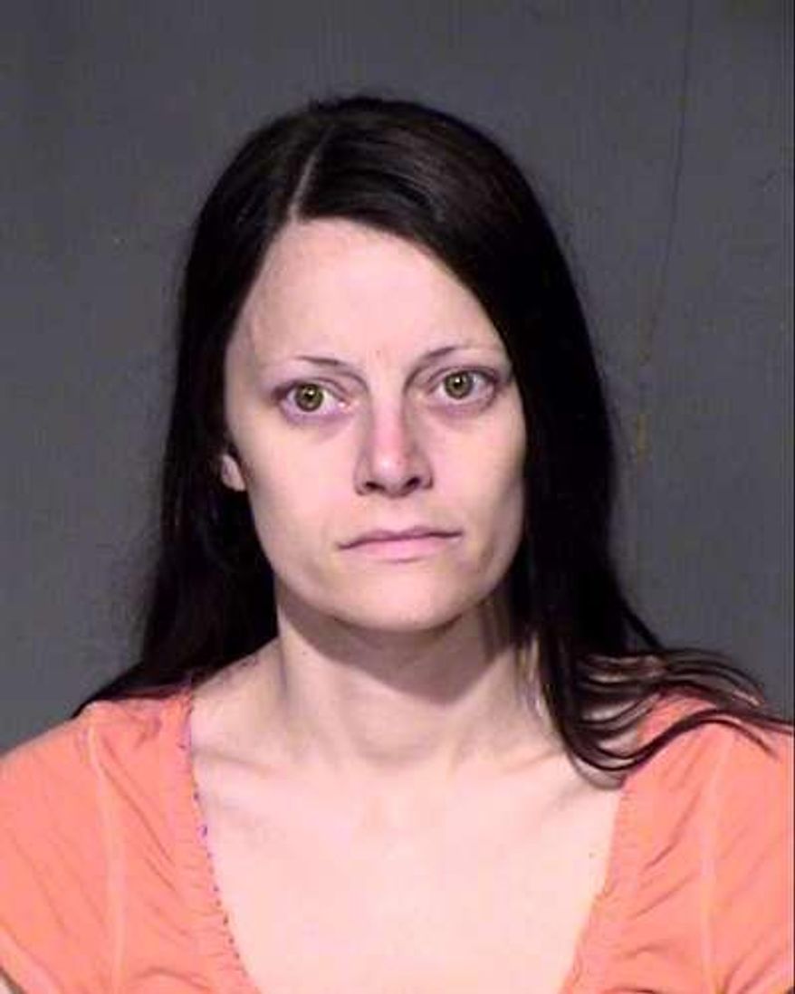 This undated photo provided by the Maricopa County Sheriff’s Office shows Chalice Zeitner. Opening statements are scheduled Thursday, April 7, 2016, at the trial of Zeitner, who is accused of faking a cancer diagnosis in a scheme to get the state to pay for her late-term abortion. (Maricopa County Sheriff’s Office via AP)