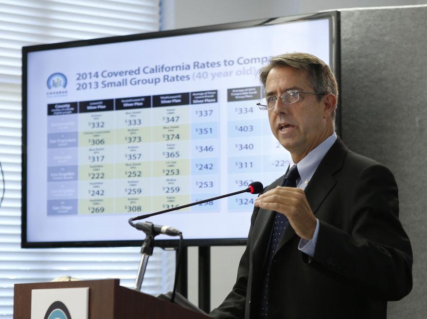 FILE -- In this May 23, 2013 file photo, Peter Lee, executive director of Covered California, the state agency running the state's health insurance exchange, announces plans and prices that will be offered by private insurers during a news conference in Sacramento, Calif. California, Kentucky and Vermont had "significant" cybersecurity weaknesses in their state-run health insurance exchanges, federal investigators found, potentially exposing sensitive personal information for hundreds of thousand of consumers. (AP Photo/Rich Pedroncelli,file)