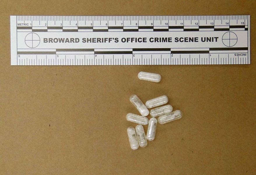 FILE - This Feb. 12, 2015, file photo made available by the Broward Sheriff's Office, Fla., shows confiscated vials of flakka. A synthetic drug that ravaged South Florida a year ago has disappeared as quickly as it arrived. Broward County became infamous a year ago as the epicenter for flakka, a synthetic street amphetamine that caused psychotic outbursts. (AP Photo/Broward Sheriff's Office via AP, File)
