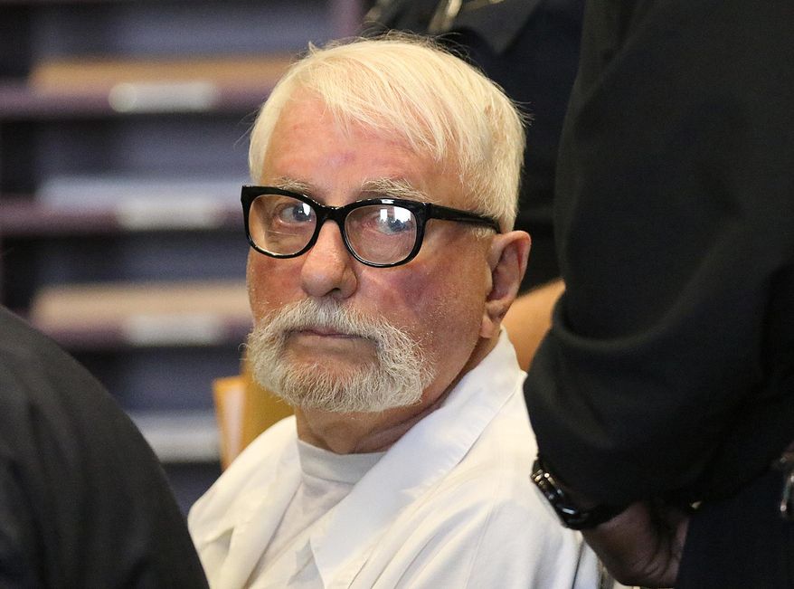 FILE - In this March 29, 2016 file photo, Jack McCullough, appears in court for a hearing on his petition for post-conviction relief at the DeKalb County Courthouse in Sycamore, Ill. Attorneys for the retired policeman who says he was wrongfully convicted in the 1957 slaying of a 7-year-old Illinois girl will be back in court to press for his release. McCullough's lawyers filed an amended petition for post-conviction relief Monday, April 11, 2016 asking a DeKalb County judge to either vacate the conviction or order a new trial that could set him free. (Danielle Guerra/Daily Chronicle via AP, File) MANDATORY CREDIT, CHICAGO TRIBUNE OUT