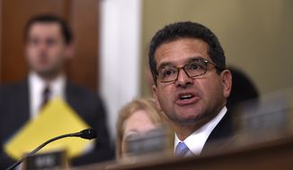 House of Representatives Resident Commissioner for Puerto Rico Pedro Pierluisi speaks on Capitol Hill in Washington, Wednesday, April 13, 2016, during the House Natural Resources Committee legislative hearing on a discussion draft of the &quot;Puerto Rico Oversight, Management, and Economic Stability Act.&quot; (AP Photo/Susan Walsh)