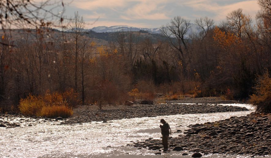 In this 2007 photo, Matt Wilhelm casts his fly into the waters of the Boulder River just south of Big Timber, Mont. Restrictions aren't needed along a stretch of the Boulder River near Big Timber, Montana fisheries officials said, despite residents' and anglers' protests that the river is being degraded by too many commercial floaters. Fish, Wildlife and Parks officials are recommending that the Montana Fish and Wildlife Commission on Thursday, April 14, 2016, reject a petition calling for a prohibition on commercial floating on certain days of the week and when the water drops below a particular level. (David Grubbs/The Billings Gazette via AP) MANDATORY CREDIT