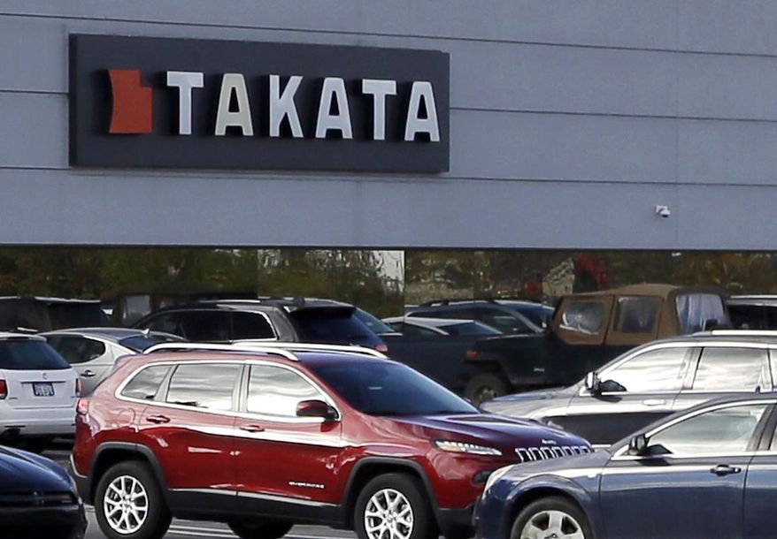 FILE - This Oct. 22, 2014, file photo, shows the North American headquarters of automotive parts supplier Takata in Auburn Hills, Mich. The nation’s highway safety watchdog says U.S. cars and trucks have about 85 million Takata air bag inflators in them that haven’t been recalled. Takata’s inflators can explode with too much force and spew shrapnel into drivers and passengers. (AP Photo/Carlos Osorio, File)
