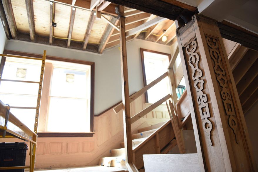 The renovation of the historic Forest Arms Apartments in Detroit’s Midtown at W Forest Ave and Second Ave is nearly complete, pictured here April 12, 2016. The 1905-built building has sat vacant since 2008 when a fire tore through the top floors. The 56,000-square-foot building will house 70 apartments: 65 in the main building, and five penthouse units on an addition built on the roof. (Tanya Moutzalias/The Grand Rapids Press via AP)