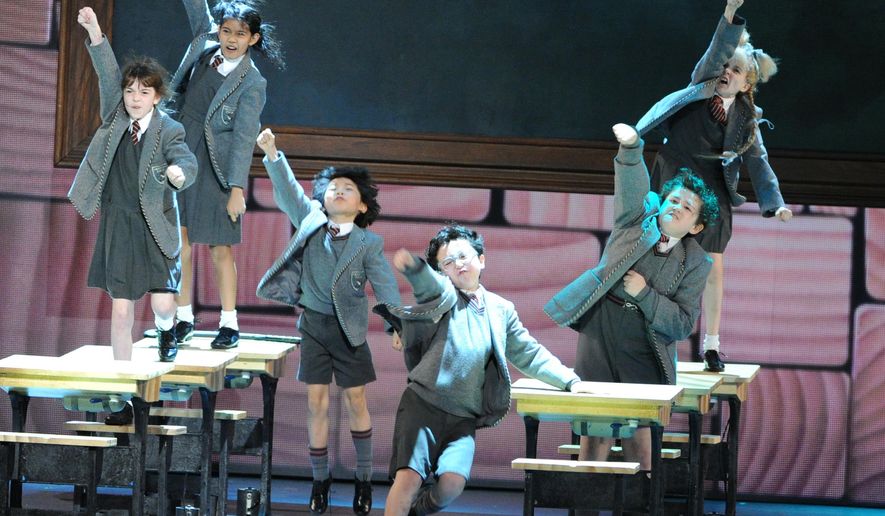 FILE - In this June 9, 2013 file photo, the cast of "Matilda The Musical" perform at the 67th Annual Tony Awards in New York. The Tony Award-winning English import "Matilda" will stop terrorizing Broadway early next year. Producers of the witty musical adaptation of the beloved novel by Roald Dahl said Thursday, April 14, 2016, the show will close at Shubert Theatre on Jan. 1, having played close to 1,600 performances. (Photo by Evan Agostini/Invision/AP, File)
