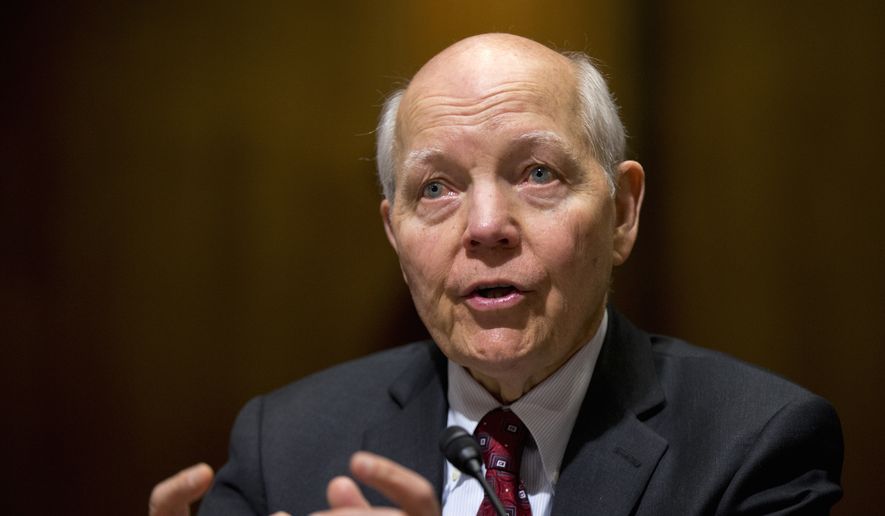 In this file photo taken Feb. 10, 2016, Internal Revenue Service (IRS) Commissioner John Koskinen testifies on Capitol Hill in Washington. (AP Photo/Manuel Balce Ceneta)