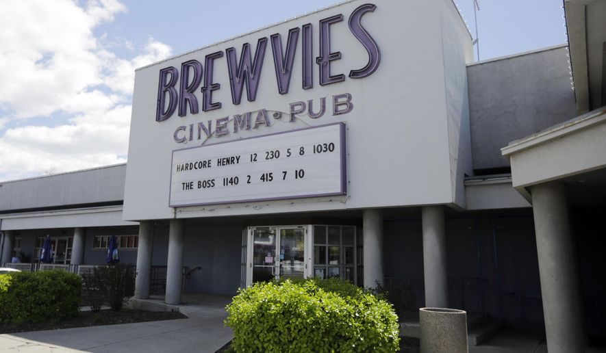 Brewvies Cinema Pub is  viewed Monday, April 18, 2016, in Salt Lake City. Utah alcohol bosses have filed a complaint and will consider revoking the liquor license of a movie theater it says violated a state obscenity law by serving drinks while screening &amp;quot;Deadpool,&amp;quot; which features simulated sex scenes. The theater said the law is unconstitutional and has threatened to challenge it in court if the complaint is not dropped. (AP Photo/Rick Bowmer)