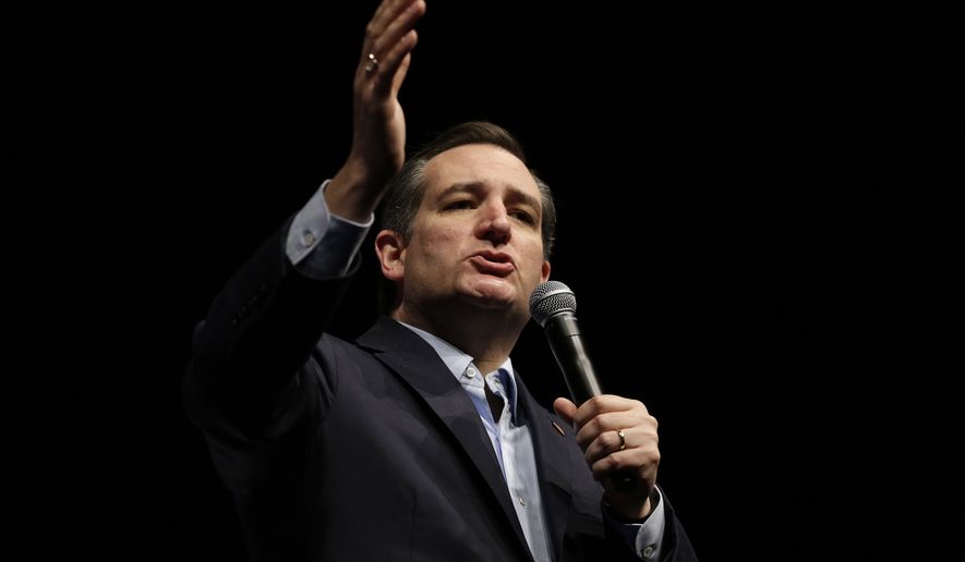 Republican presidential candidate, Sen. Ted Cruz, R-Texas, speaks during a rally at the Weinberg Center for the Arts in Frederick, Md., Thursday, April 21, 2016. (AP Photo/Patrick Semansky)