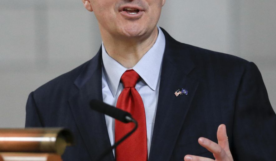 In this April 20, 2016 photo, Neb. Gov. Pete Ricketts addresses lawmakers in Lincoln, Neb. Gov. In an interview with the Associated Press on Thursday, April 21, 2016, Gov. Ricketts said cutting taxes will remain at the top of his agenda for the rest of his time in office, but he’ll listen closely to lawmakers when it comes to specific plans. The Republican governor said that he will turn to committee leaders to help shape his proposals before every legislative session. (AP Photo/Nati Harnik)