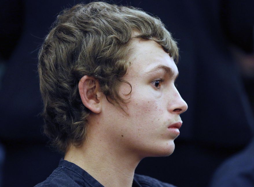 FILE - In a March 31, 2015 file photo, Erich Milton Nowsch Jr., appears in court in Las Vegas. Nowsch is expected to try to withdraw his guilty plea in the killing of a Las Vegas mother of four in a neighborhood cul-de-sac. Nowsch and getaway driver Derrick Andrews are due for sentencing Thursday, April 21, after each pleaded guilty March 4. (AP Photo/John Locher,File)