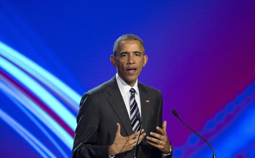 President Barack Obama speaks during the opening ceremony of the Hannover Messe Trade Fair in Hannover, Germany, Sunday, April 24, 2016. (AP Photo/Carolyn Kaster)
