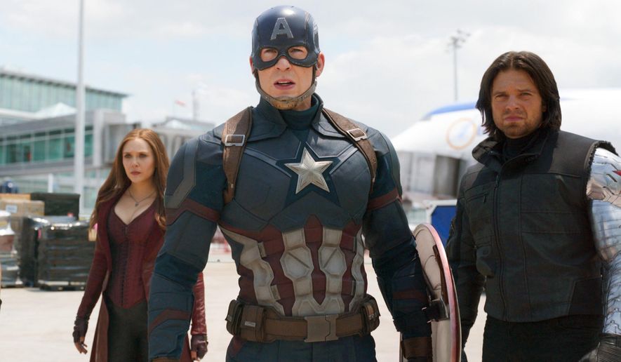This Image Released By Disney Shows Elizabeth Olsen Left Chris Evans And Sebastian Stan This Image Released By Disney Shows Elizabeth Olsen Left Chris Evans And Sebastian Stan
