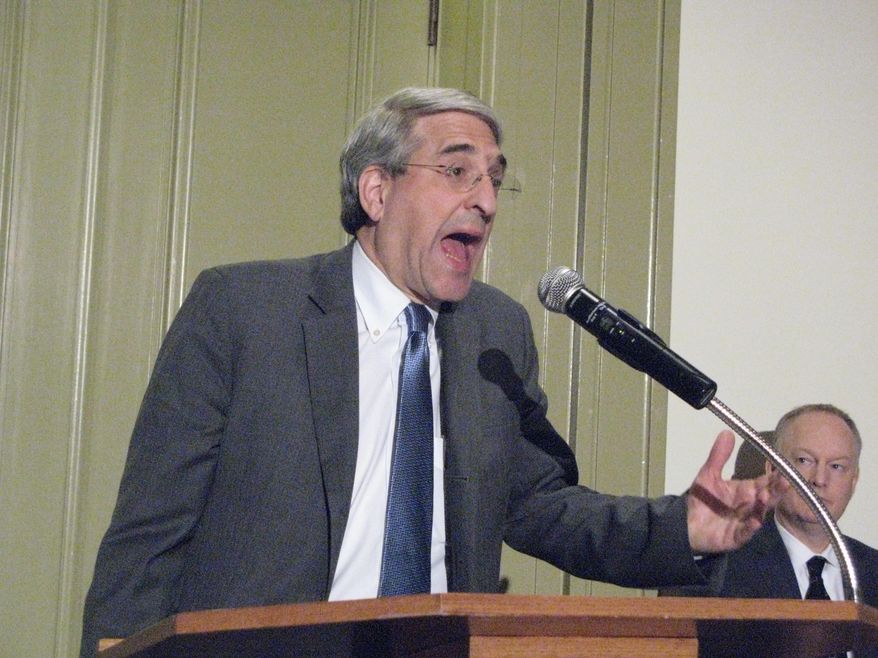 Yale University President Peter Salovey speaks out against proposed legislation that would allow real estate taxes on some school buildings during a news conference in New Haven, Connecticut on April 27, 2016. A bill before the state legislature would allow real estate taxes on buildings that house activities that create more than $6,000 in annual revenue. (AP Photo/Pat Eaton-Robb)