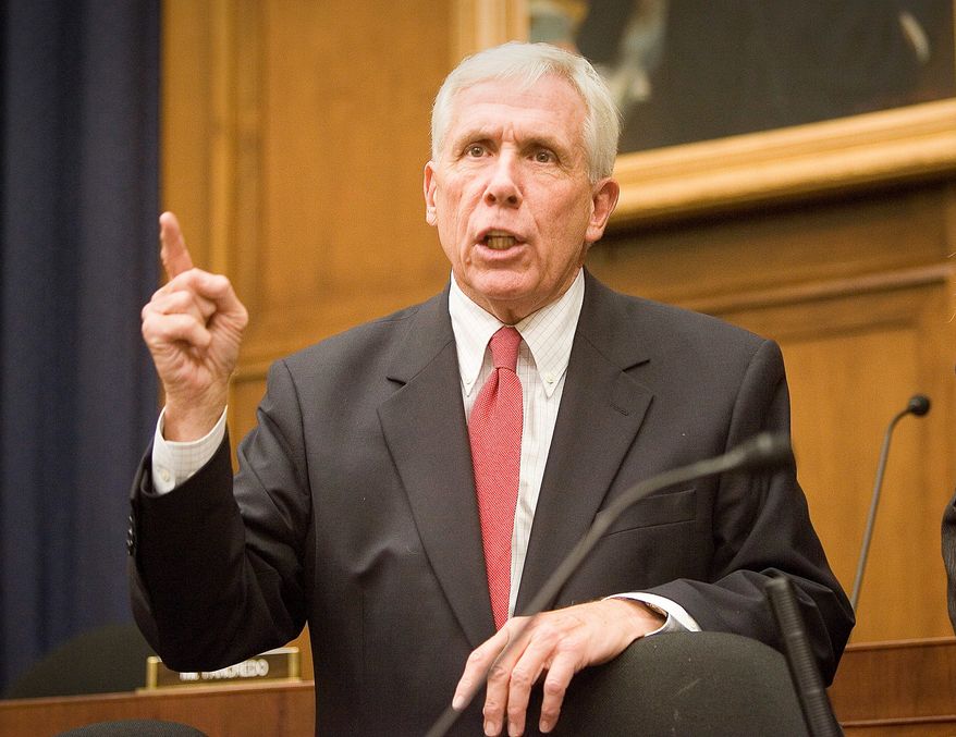 Rep. Frank R. Wolf, Virginia Republican, gestures during a news conference on Capitol Hill in Washington, Wednesday, Sept. 20, 2006 before the start of a House International Relations Committee meeting on the situation in Sudan. (AP Photo/Lawrence Jackson)