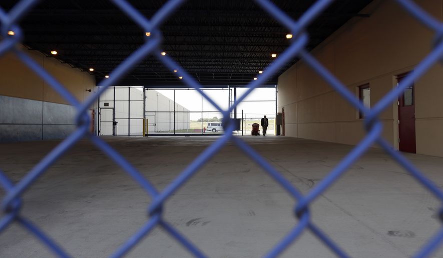 A secured entryway is seen at the Karnes County Residential Center in Karnes City, Texas. (Associated Press)