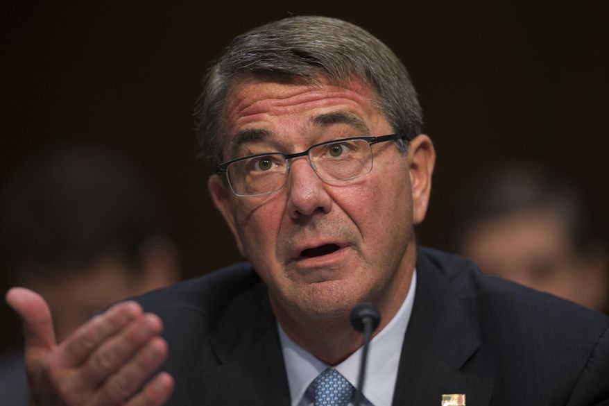 Defense Secretary Ash Carter testifies on Capitol Hill in Washington, Thursday, April 28, 2016, before the Senate Armed Services Committee. Carter says he’s investigating whether his department misled Congress in order to derail a bill changing how the military handles sexual misconduct allegations. (AP Photo/Evan Vucci)